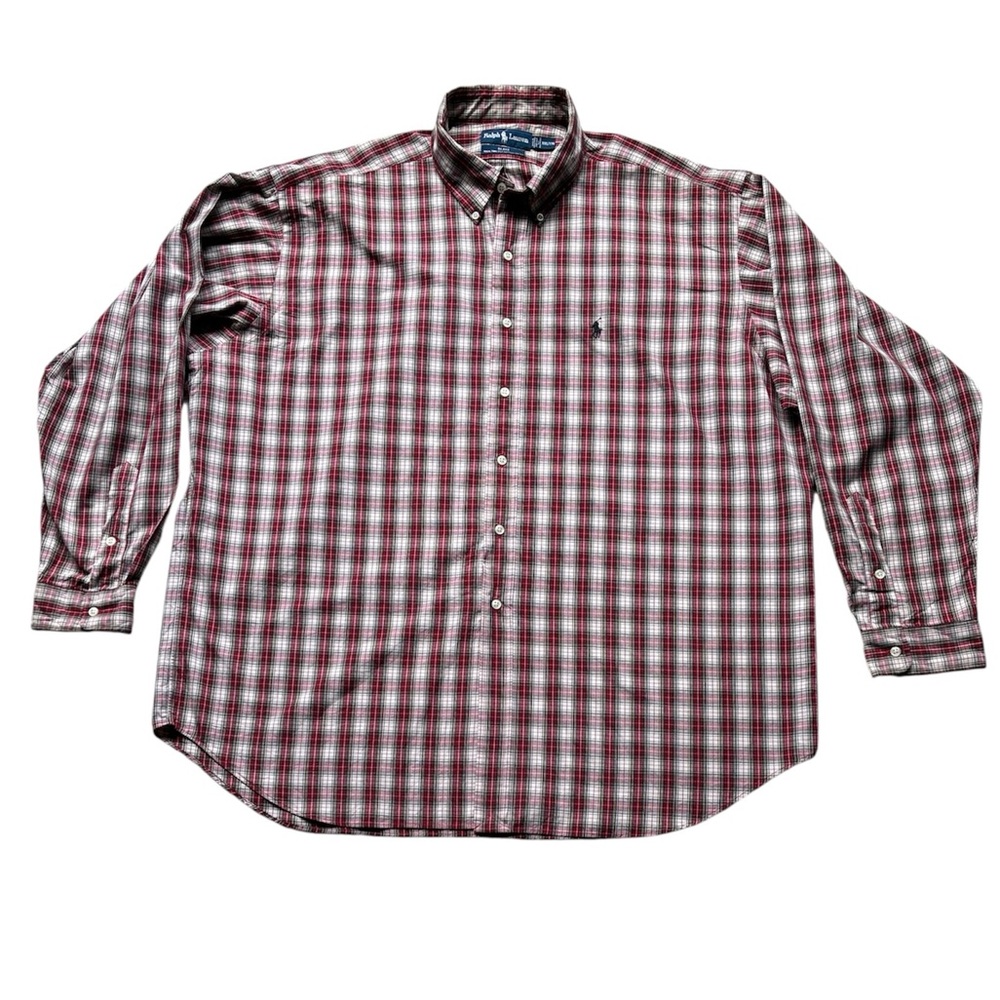 Ralph Lauren Men’s Blake Red Plaid Cotton Button Down Shirt Size XXL